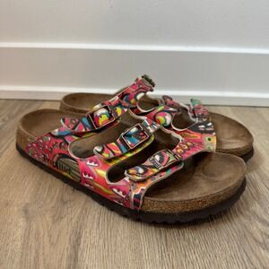 Papillio Birkenstock Florida Sandals Multicolored Psychedelic 3 Strap Slide 37